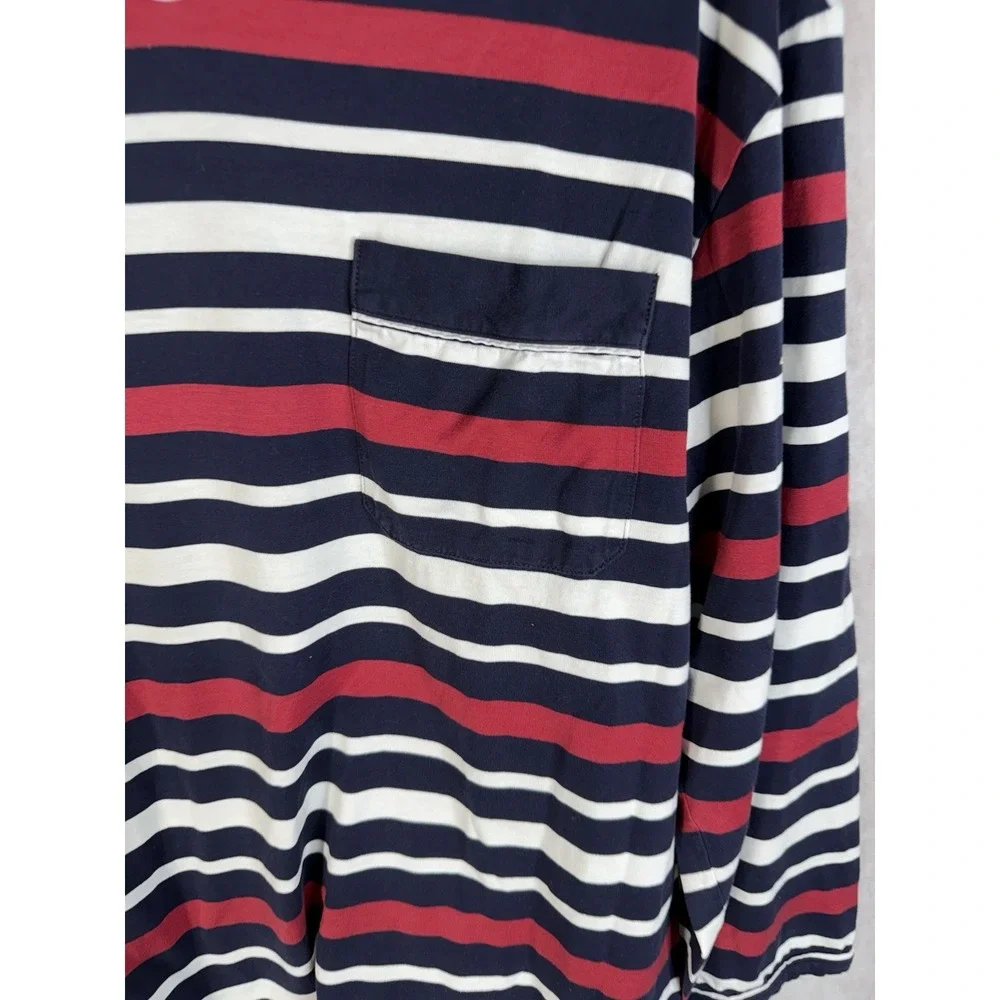 Zimmerli Long Sleeve Cotton Casual Pocket Striped Top In Multi Size M